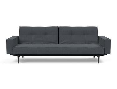 Splitback Styletto Black Wood sovesofa med armlæn i 894 Mozart Grey Bronze, set forfra
