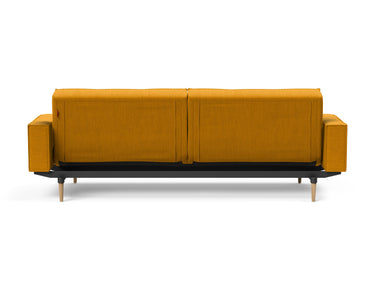 Splitback Styletto Light Wood sovesofa med armlæn i 507 Elegance Burned Curry, set bagfra