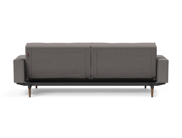 Splitback Styletto Dark Wood sovesofa med armlæn i 521 Mixed Dance Grey, set bagfra