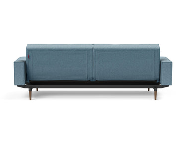 Splitback Styletto Dark Wood sovesofa med armlæn i 525 Mixed Dance Light Blue, set bagfra