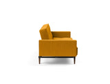 Splitback Styletto Dark Wood sovesofa med armlæn i 507 Elegance Burned Curry, set fra siden