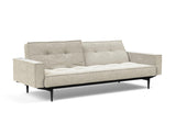 Splitback Styletto Black Wood sovesofa med armlæn i 357 Taura Off White, med den ene ryghalvdel lænet tilbage