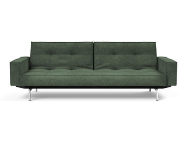 Splitback Chrome sovesofa med armlæn i 281 Avella Pine Green, set forfra