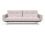 Splitback Chrome sovesofa med armlæn i 300 Weda Sand, set forfra