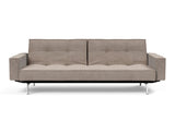 Splitback Chrome sovesofa med armlæn i 318 Cordufine Beige, set forfra