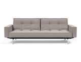 Splitback Chrome sovesofa med armlæn i 321 Corocco Warm Grey, set forfra