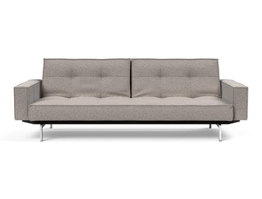 Splitback Chrome sovesofa med armlæn i 321 Corocco Warm Grey, set forfra