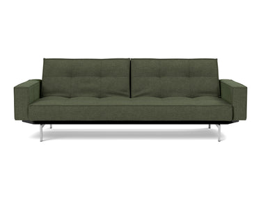 Splitback Chrome sovesofa med armlæn i 353 Taura Forest, set forfra