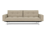 Splitback Chrome sovesofa med armlæn i 356 Taura Sand, set forfra