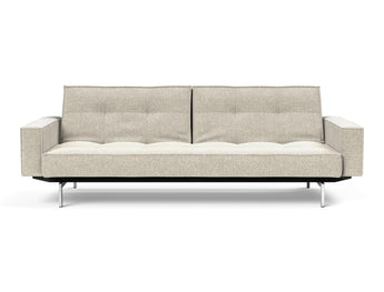 Splitback Chrome sovesofa med armlæn i 357 Taura Off White, set forfra