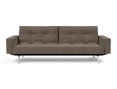 Splitback Chrome sovesofa med armlæn i 411 Esina Cedar Brown, set forfra