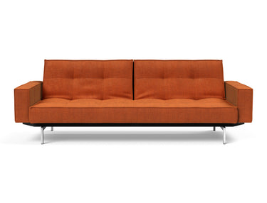 Splitback Chrome sovesofa med armlæn i 412 Esina Rust, set forfra