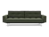Splitback Chrome sovesofa med armlæn i 413 Esina Olive Green, set forfra