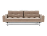 Splitback Chrome sovesofa med armlæn i 417 Esina Mocha, set forfra