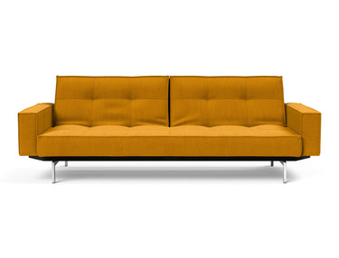 Splitback Chrome sovesofa med armlæn i 507 Elegance Burned Curry, set forfra