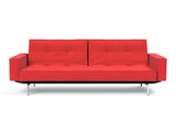 Splitback Chrome sovesofa med armlæn i 511 Elegance Red, set forfra