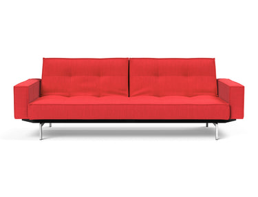 Splitback Chrome sovesofa med armlæn i 511 Elegance Red, set forfra