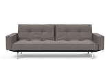 Splitback Chrome sovesofa med armlæn i 521 Mixed Dance Grey, set forfra