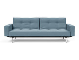 Splitback Chrome sovesofa med armlæn i 525 Mixed Dance Light Blue, set forfra