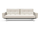 Splitback Chrome sovesofa med armlæn i 531 Bouclé Off White, set forfra