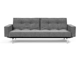 Splitback Chrome sovesofa med armlæn i 563 Twist Charcoal, set forfra