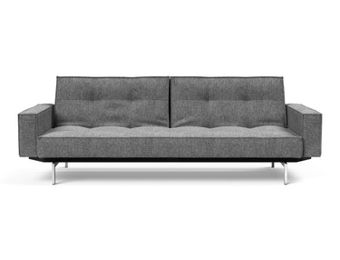 Splitback Chrome sovesofa med armlæn i 563 Twist Charcoal, set forfra