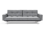 Splitback Chrome sovesofa med armlæn i 565 Twist Granite, set forfra