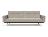 Splitback Chrome sovesofa med armlæn i 579 Kenya Gravel, set forfra