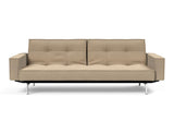 Splitback Chrome sovesofa med armlæn i 587 Phobos Mocha, set forfra