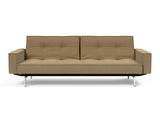 Splitback Chrome sovesofa med armlæn i 860 Yogia Olive Brown, set forfra