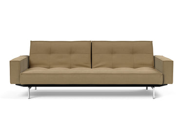 Splitback Chrome sovesofa med armlæn i 860 Yogia Olive Brown, set forfra