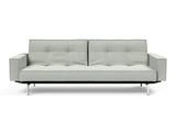 Splitback Chrome sovesofa med armlæn i 888 Mozart Slate Brown, set forfra