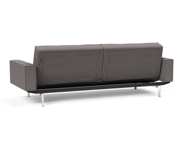 Splitback Chrome sovesofa med armlæn i 521 Mixed Dance Grey, set skråt bagfra