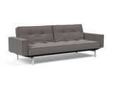 Splitback Chrome sovesofa med armlæn i 521 Mixed Dance Grey, set skråt forfra
