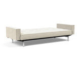 Splitback Chrome sovesofa med armlæn i 357 Taura Off White, slået ud til seng