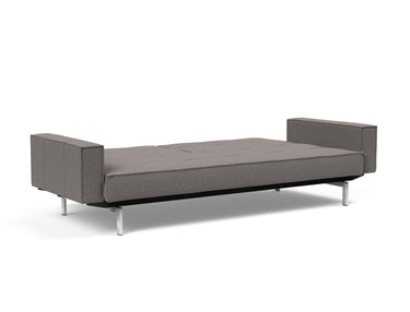 Splitback Chrome sovesofa med armlæn i 521 Mixed Dance Grey, slået ud til seng