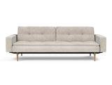Dublexo Styletto Light Wood sovesofa med armlæn i 280 Avella Sand, set forfra