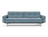 Dublexo Styletto Light Wood sovesofa med armlæn i 525 Mixed Dance Light Blue, set forfra