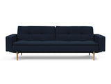Dublexo Styletto Light Wood sovesofa med armlæn i 528 Mixed Dance Blue, set forfra