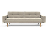 Dublexo Styletto Light Wood sovesofa med armlæn i 539 Bouclé Beige, set forfra