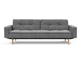 Dublexo Styletto Light Wood sovesofa med armlæn i 563 Twist Charcoal, set forfra