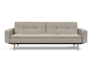 Dublexo Styletto Light Wood sovesofa med armlæn i 579 Kenya Gravel, set forfra