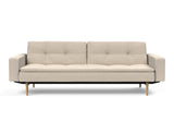 Dublexo Styletto Light Wood sovesofa med armlæn i 586 Phobos Latte, set forfra