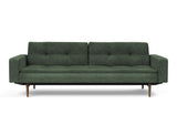Dublexo Styletto Dark Wood sovesofa med armlæn i 281 Avella Pine Green, set forfra