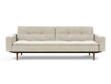 Dublexo Styletto Dark Wood sovesofa med armlæn i 357 Taura Off White, set forfra