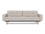 Dublexo Styletto Dark Wood sovesofa med armlæn i 471 Yuveno Sand, set forfra