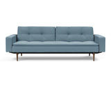 Dublexo Styletto Dark Wood sovesofa med armlæn i 525 Mixed Dance Light Blue, set forfra