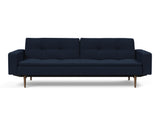 Dublexo Styletto Dark Wood sovesofa med armlæn i 528 Mixed Dance Blue, set forfra