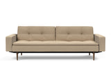 Dublexo Styletto Dark Wood sovesofa med armlæn i 587 Phobos Mocha, set forfra
