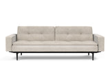 Dublexo Styletto Black Wood sovesofa med armlæn i 280 Avella Sand, set forfra